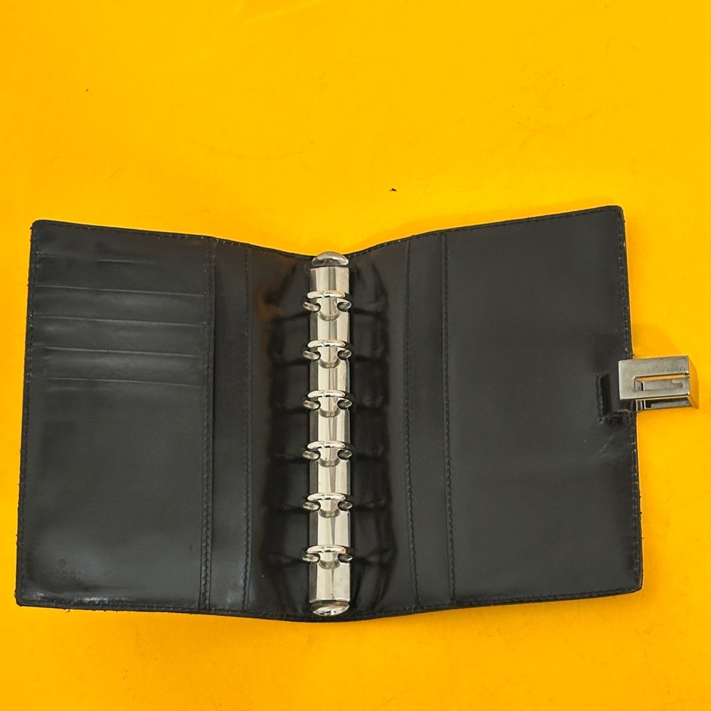 Gucci Black  Agenda bock cover and card holder multi pocket
